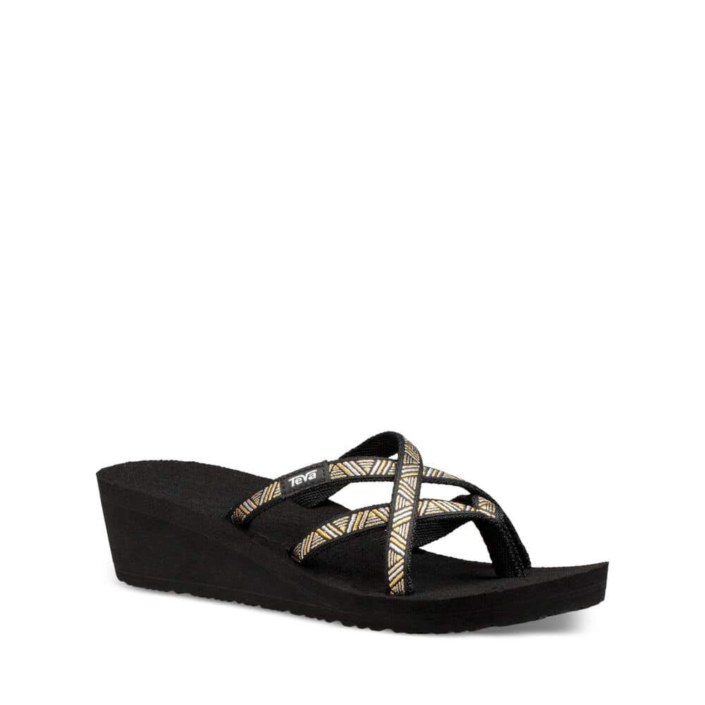 Teva Women's W Mush Mandalyn Wedge Ola 2 Flip-Flop, agave black/metallic, 8 M US