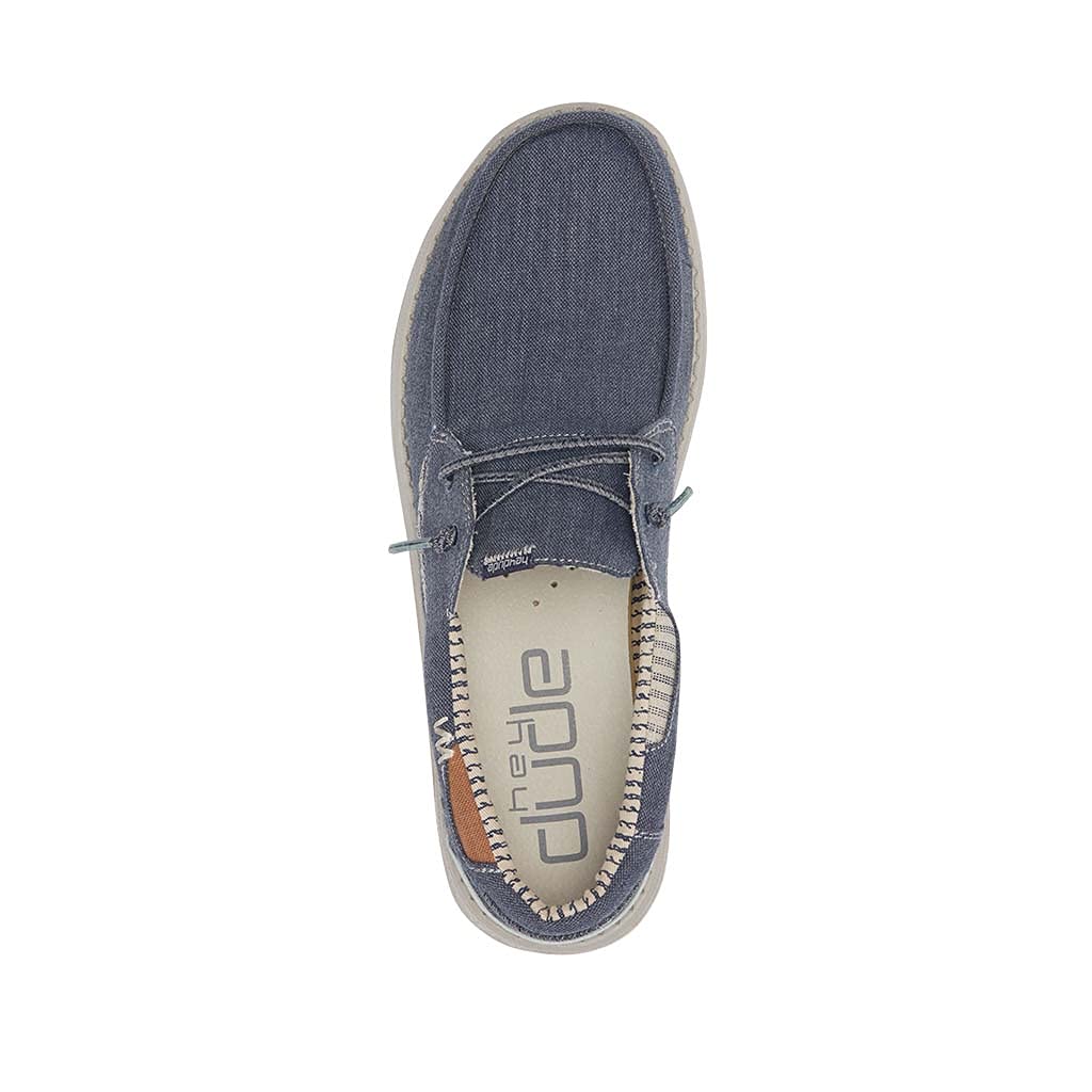 HEYDUDE Men's Welsh Chambray Sea Blue, Size 12 | Men’s Loafers | Men’s Slip On Shoes | Comfortable & Light-Weight