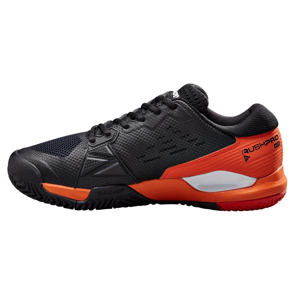 WILSON Rush Pro Ace Tennis Shoes Black/Vermillion Orange/White 12.5 D (M)