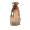 Cole Haan Women's Remi Platform Ankle Strap 100 mm Pump, Irish Coffee Suede, 8.5