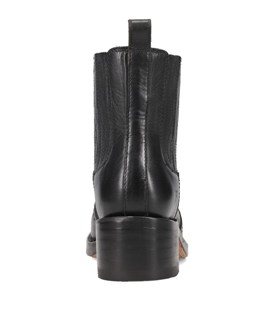 Frye Campus Chelsea Ankle Boots for Women - Leather-Lined 5.75" Booties for Women - Square Toe Boots - Chunky Heel Booties with 1.7.5" Block Heel - Slip-on Design - Black - Crust Veg - 9