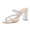 SCHUTZ Women's Chessie Bright Sandals, Cristal, Clear, Silver, 5 Medium US
