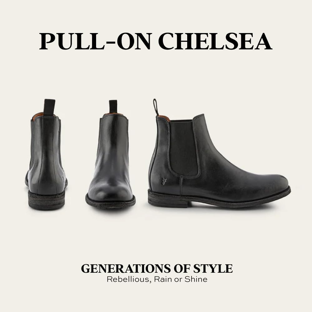 Frye Tyler Chelsea Boots for Men Designed with Flexible Blake Construction and Elasticated Side Panels, Comfort Footbed and Full Leather Lining – 6” Shaft Height, Black - Renice - 13 M