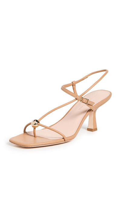 Loeffler Randall Women's Triana Strappy Mid Heel Sandals with Ball, Dune, 6 Medium US