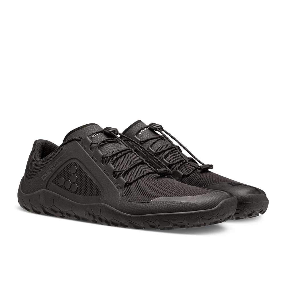 Vivobarefoot Primus Trail II FG, Womens Recycled Breathable Mesh Off-Road Shoe with Barefoot Firm Ground Sole Obsidian