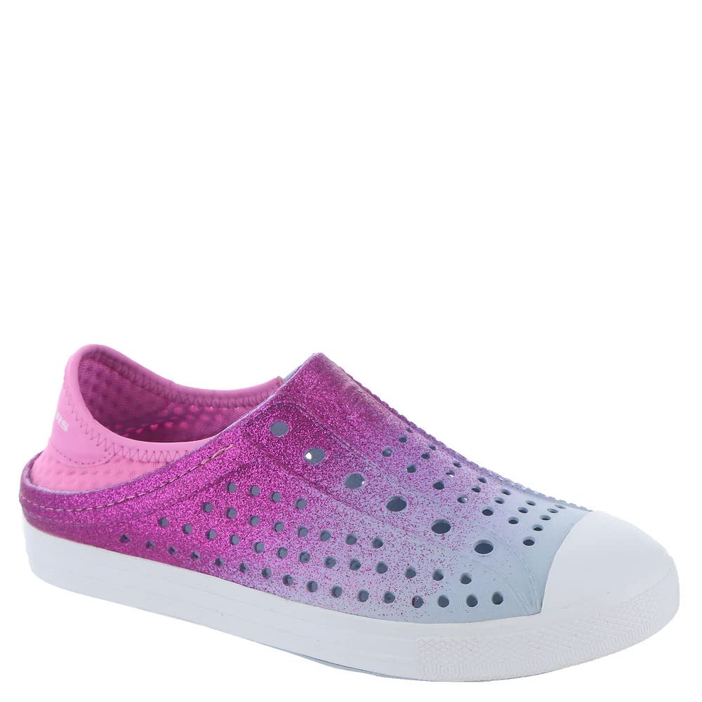 Skechers Kids Girls Guzman Steps - Glitterland Sneaker, Light Blue/Pink, 11