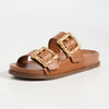 SCHUTZ Women's Enola Slides, New Wood, Brown, 8 Medium US