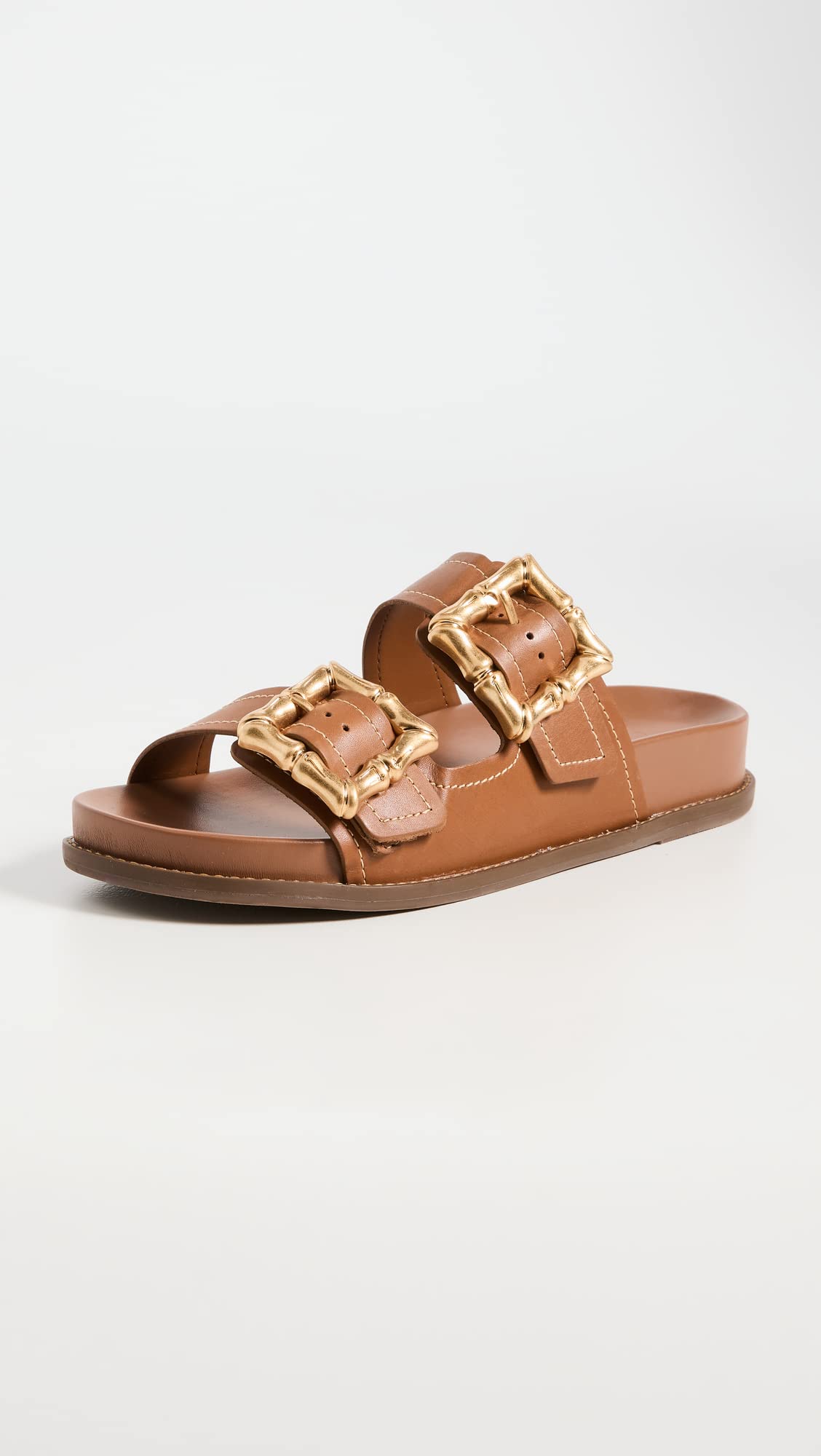 SCHUTZ Women's Enola Slides, New Wood, Brown, 8 Medium US