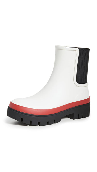 Tory Burch Women's Foul Weather Boots, New Ivory/Perfect Black, 6 Medium US