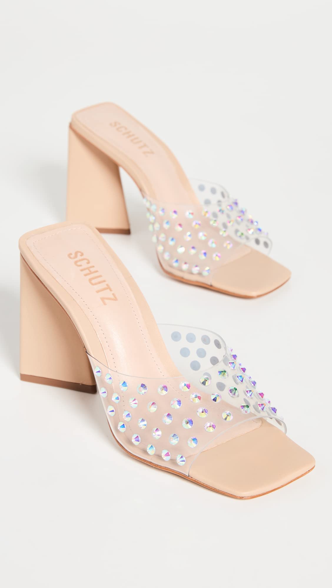 SCHUTZ Lizah Crystal Transparente/Light Nude 6 M