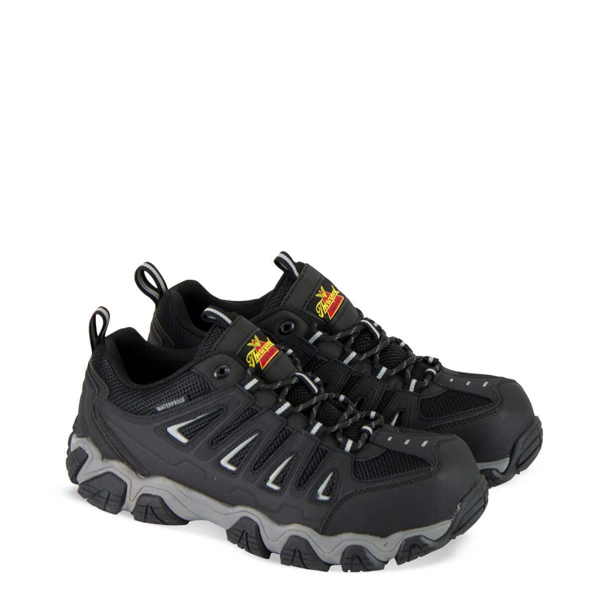 Thorogood Crosstrex Waterproof Athletic Safety Toe Work Shoes for Men - Lightweight Premium Leather and Mesh with Comfort Insole and Slip-Resistant Outsole; ASTM Rated, Black/Grey - 13 W US