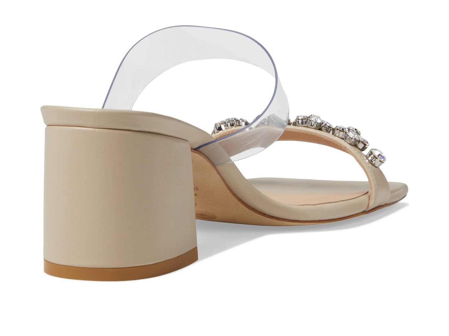 Stuart Weitzman Crystal Fleur 60 Slide Dune/Clear 10 B