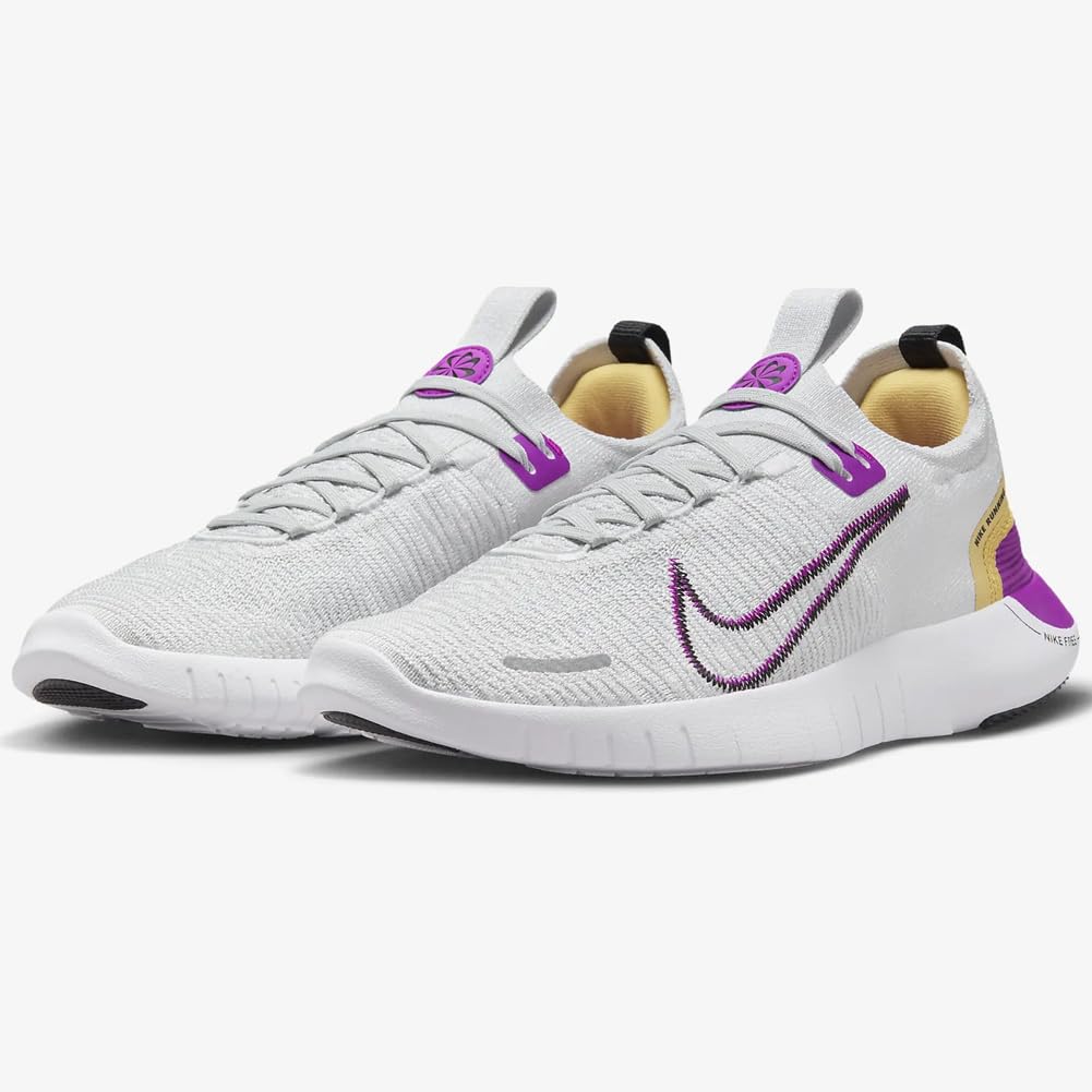 Nike Free RN NN Women's Road Running Shoes (DX6482-009, Photon Dust/Platinum Tint/Hyper Violet/Black) Size 5.5