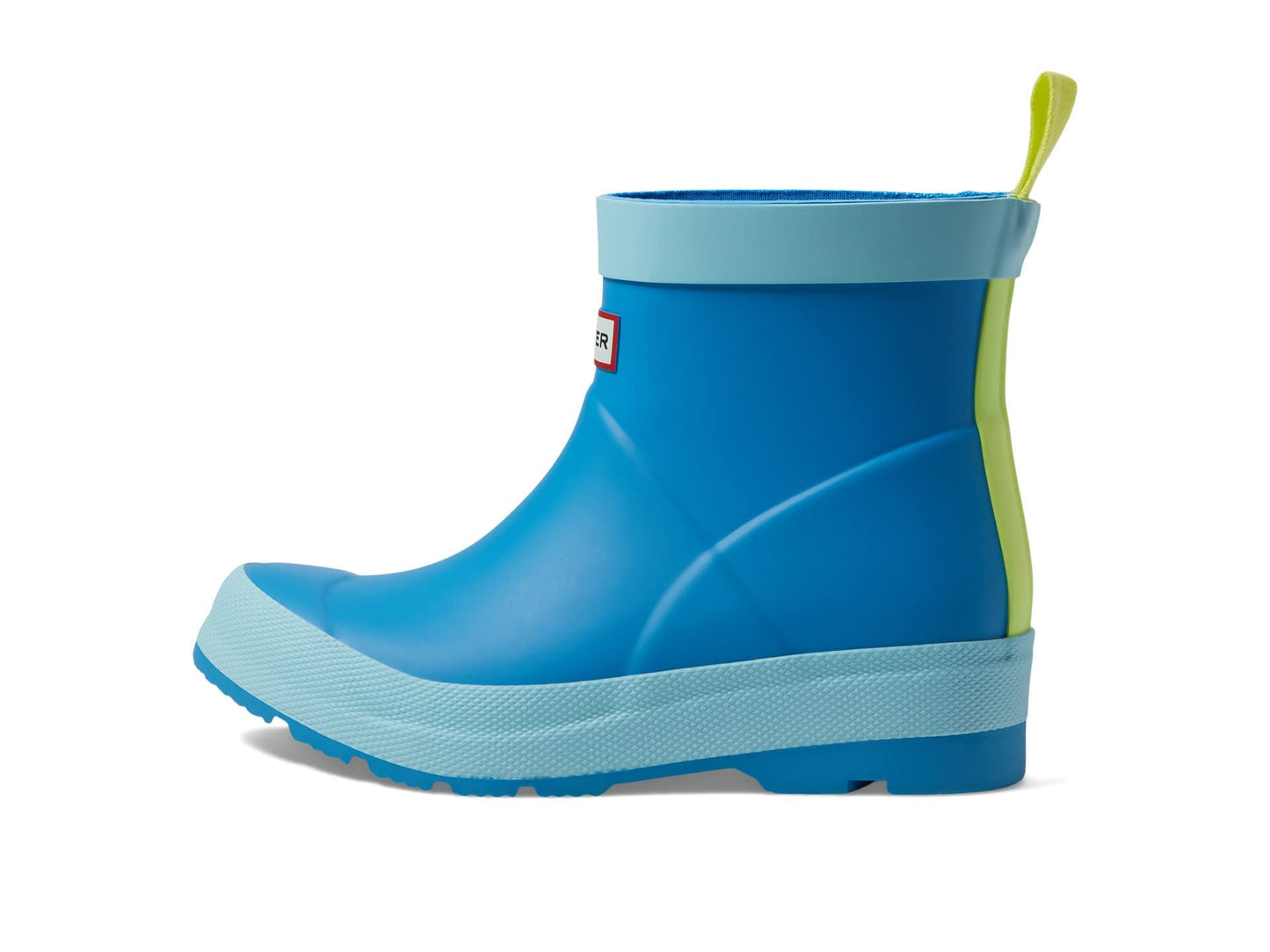 Hunter Kids Play Boot for Little and Big Kid Offers Rubber Upper with Ankle Pull Tab, and Durable Poolhouse Blue/Bleached Blue/Illuminating Yellow 1 Little Kid M