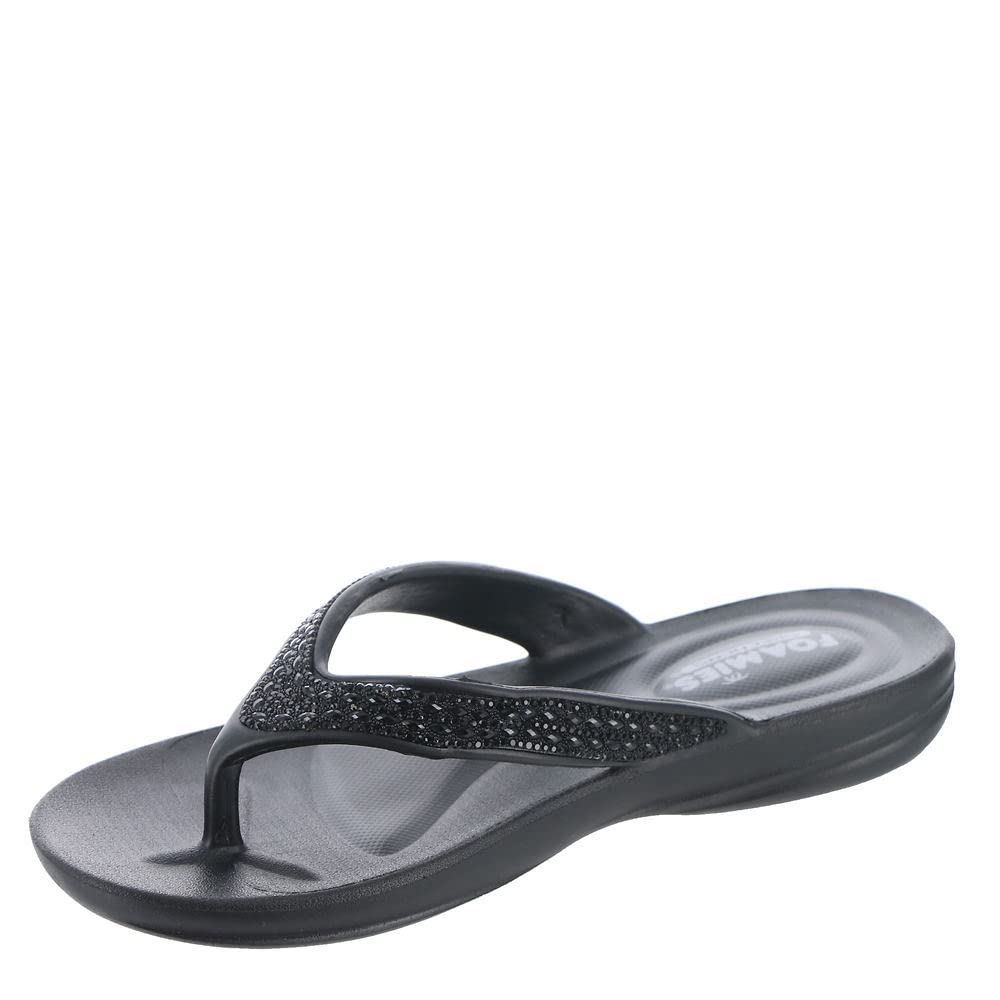 Skechers Women's Foamies Glitzy Flip-Flop, Black, 10