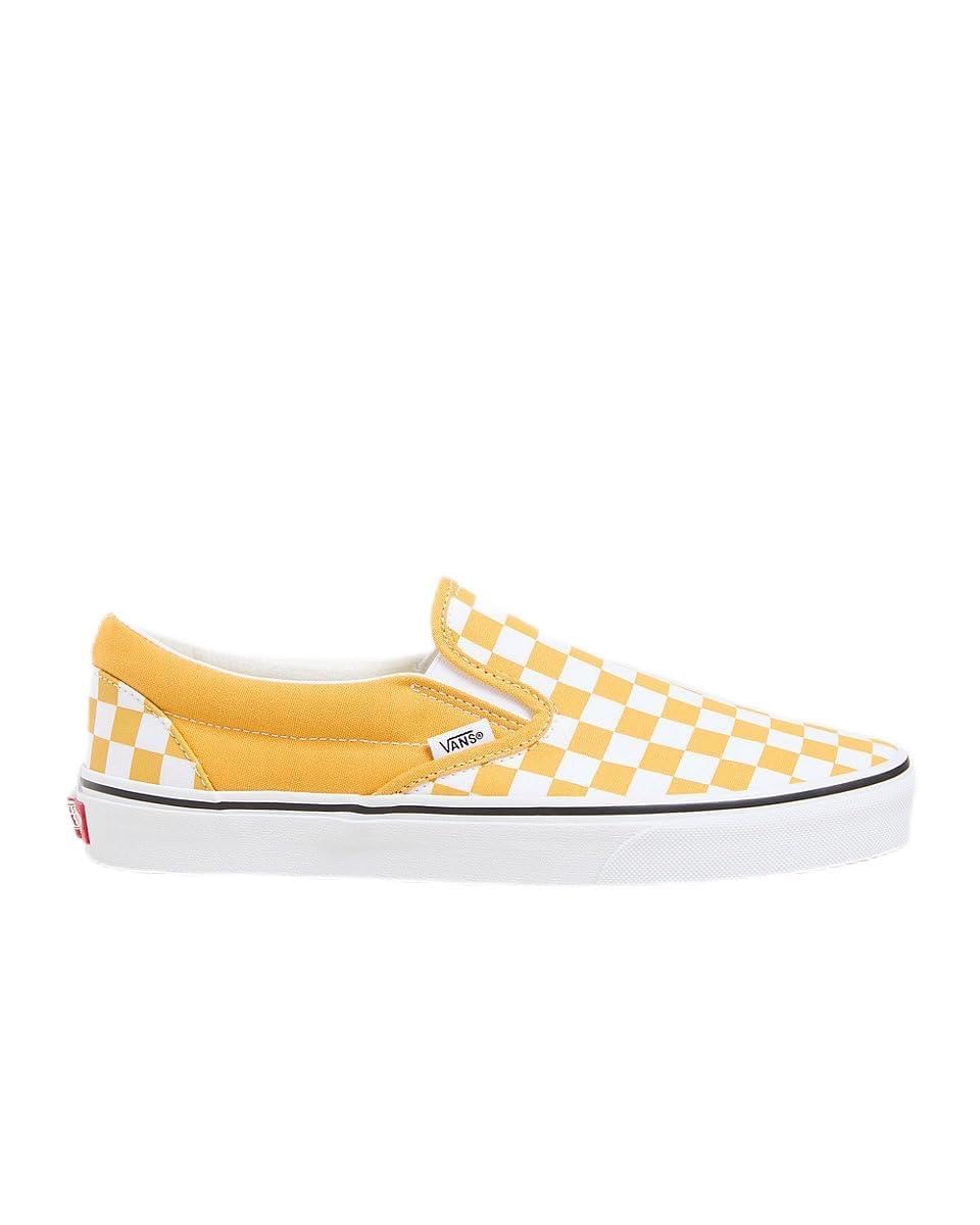 Vans Men's Classic Slip On Sneaker, Color Theory Checkerboard - Golden Glow, Size 10