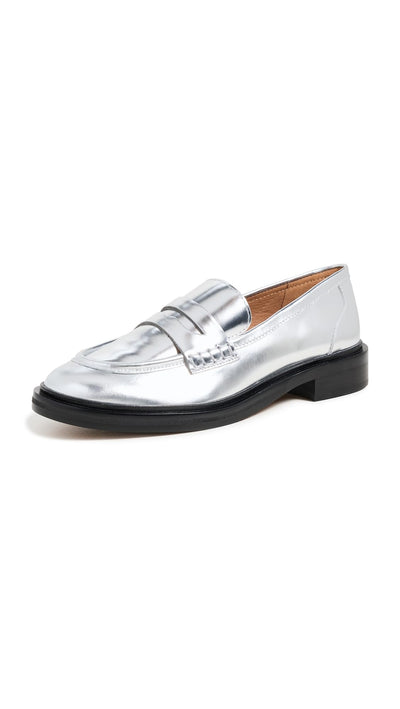 Madewell Women's The Vernon Loafer in Specchio Leather, Silver Speccio, 7 Medium US