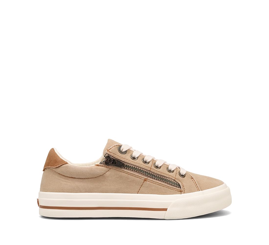 Taos Z Soul Women's Sneaker - Stylish Platform Sneaker with Removable Footbed, Arch Support, Premium Cushioning, Lace-Up Adjustability, and Easy Access Zipper Tan/Golden Tan Distressed 10 (M) US