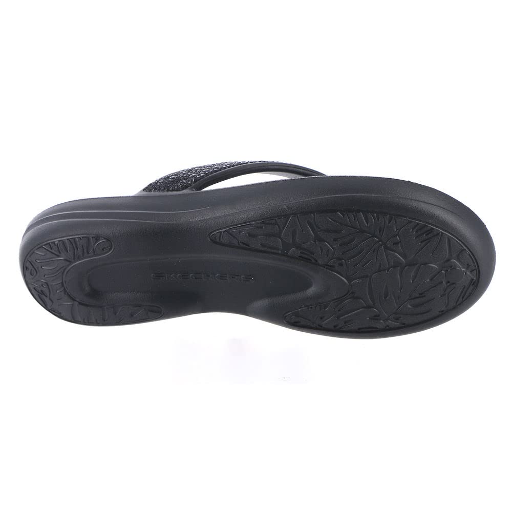 Skechers Women's Foamies Glitzy Flip-Flop, Black, 10