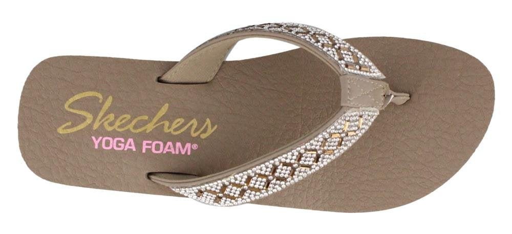 Skechers Cali Women's Vinyasa-Lotus Princess Flip-Flop, Taupe, 9 B(M) US