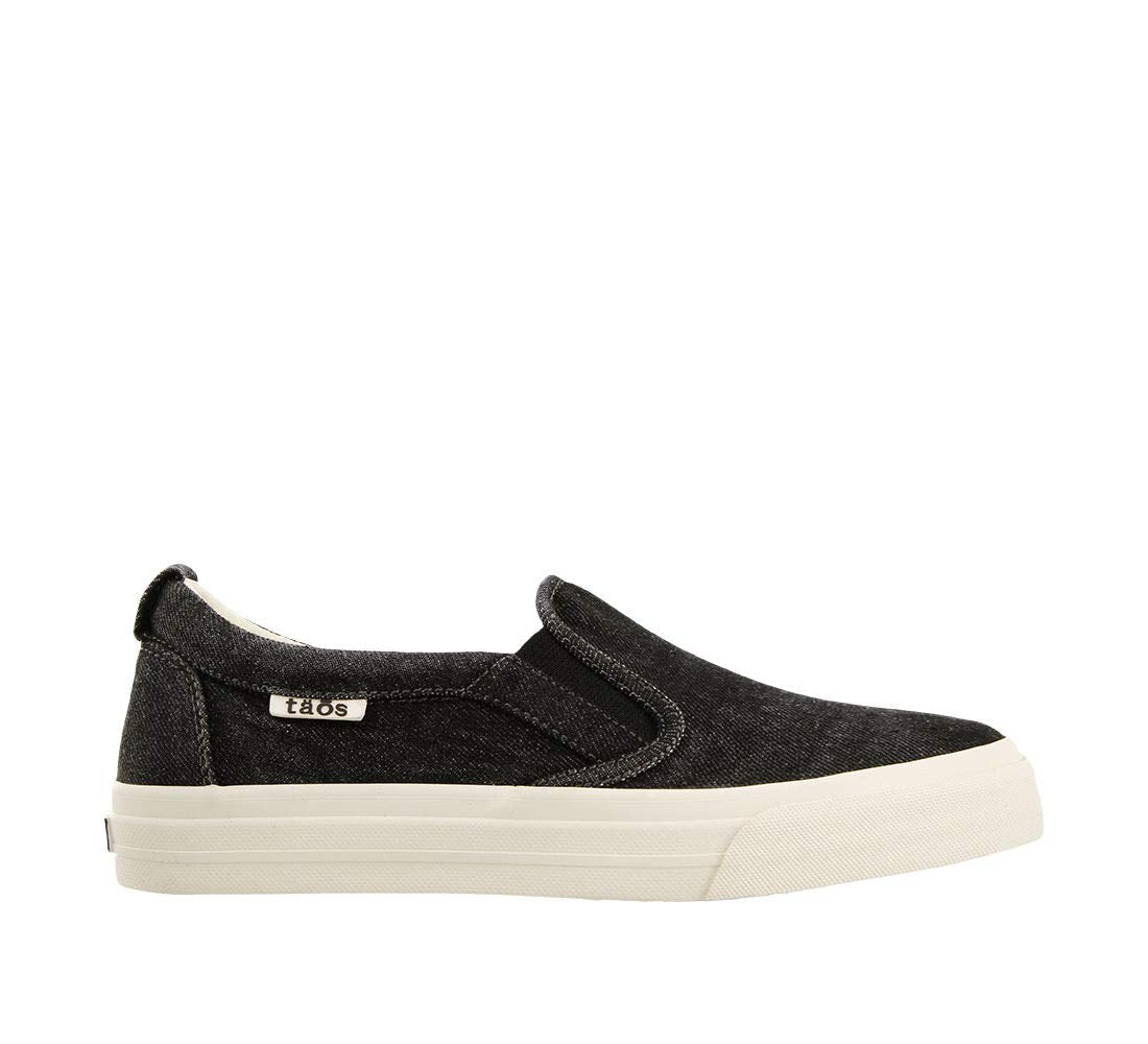 Taos Rubber Soul Slip-On Women's Sneaker - Fresh and Clean Canvas Design with Effortless Style, Removable Footbed and Arch Support - Elevated Comfort for All-Day Fashion Black Denim 8.5 M US