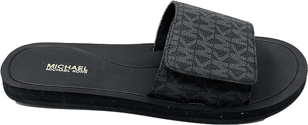 Michael Kors MK Signature Logo Print Wade Slide (Black, 11, us_footwear_size_system, adult, women, numeric, medium, numeric_11)