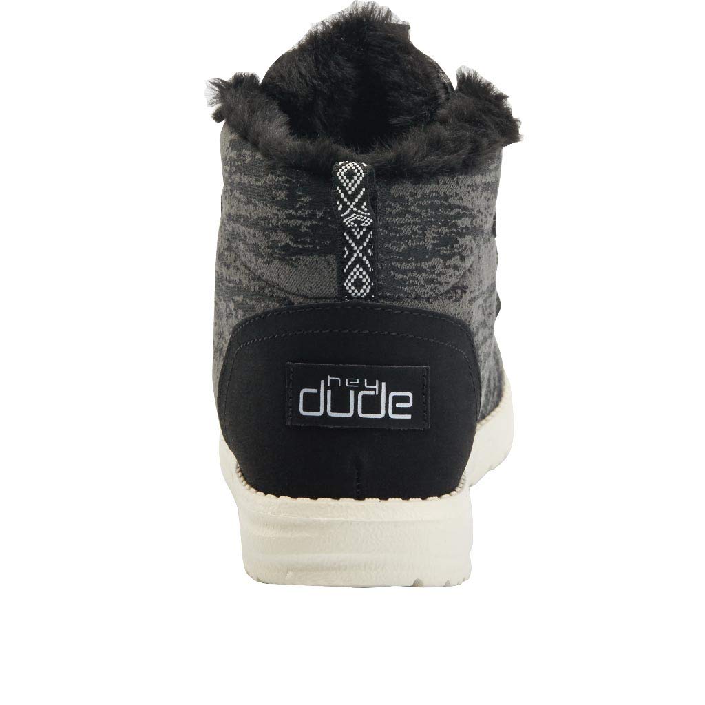 Hey Dude Women's Lea Fur Black Size 9 | Women’s Shoes | Women’s Lace Up Boots | Comfortable & Light-Weight