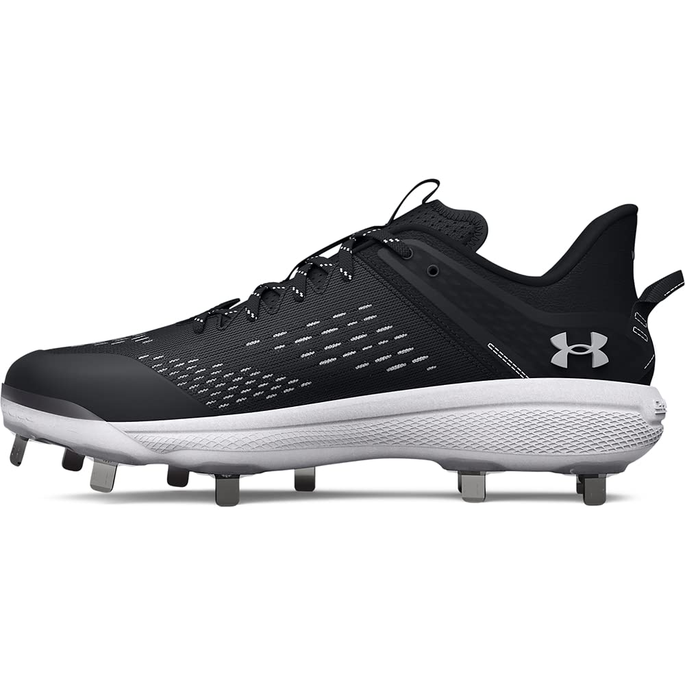 Under Armour Men's Yard Low MT Baseball Cleat, (001) Black/Black/White, 15