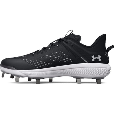 Under Armour Men's Yard Low MT Baseball Cleat, (001) Black/Black/White, 15