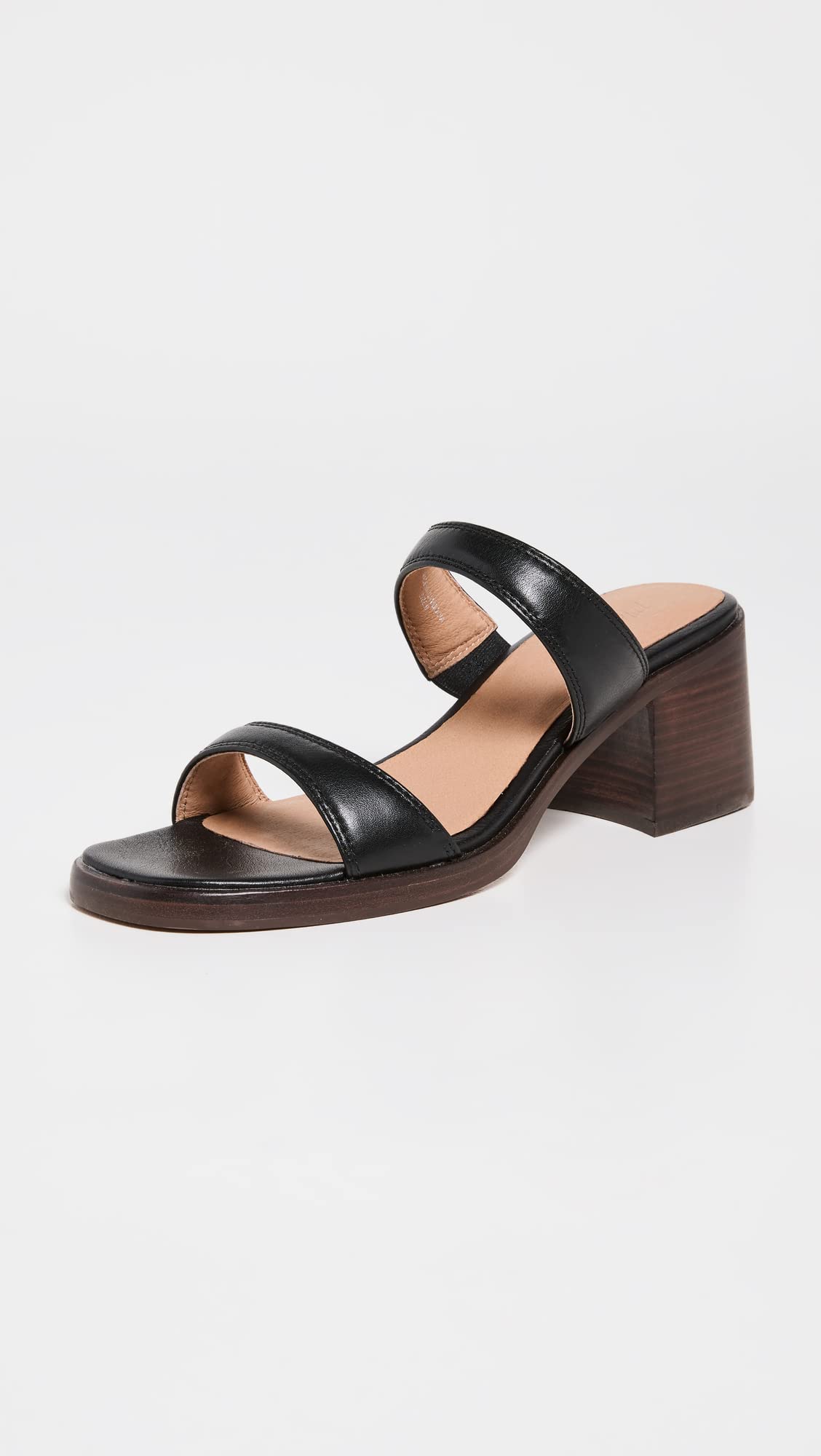 Madewell Women's Ora Double Strap Sandals, True Black, 7.5 Medium US