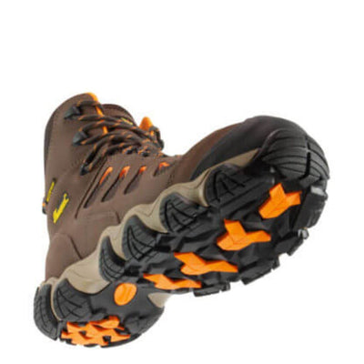 Thorogood Crosstrex 6” Waterproof Safety Toe Hiking Boots for Men - Breathable Premium Leather and Mesh with Comfort Insole and Athletic Traction Outsole; ASTM Rated, Brown/Orange - 8 M US
