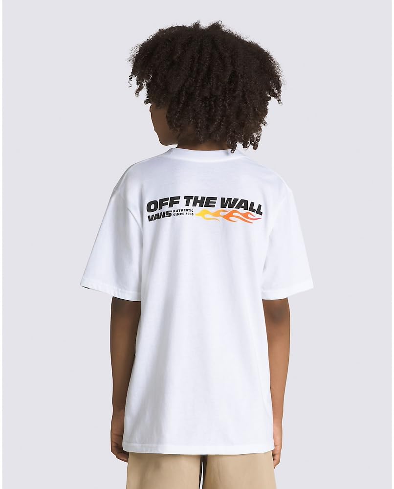 Vans Boys White Up in Flames T-Shirt Size Large