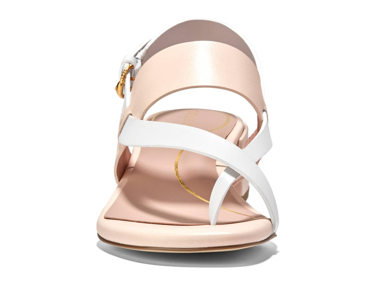 Cole Haan Womens Anica Lux Block Heel, Sandollar/White Leather, 6.5-B US