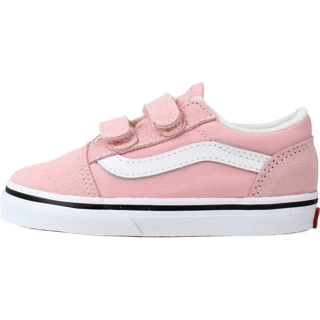 Vans Baby Girl's Old Skool V (Infant/Toddler) Powder Pink/True White 4.5 Toddler M