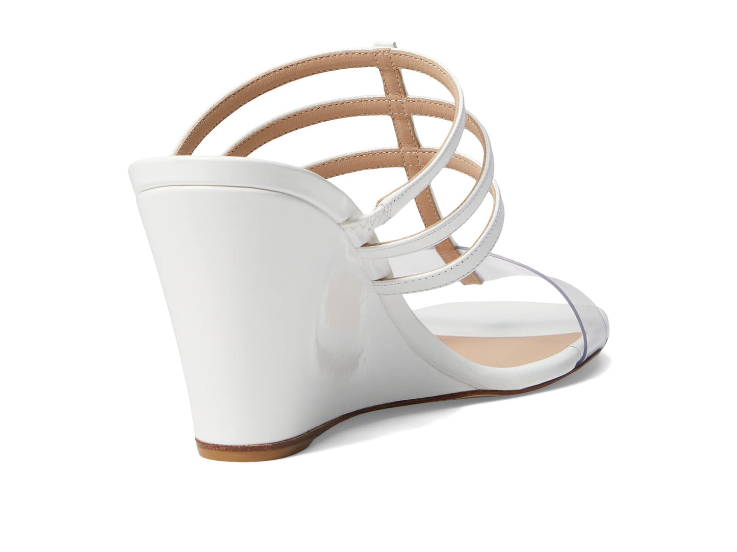 Stuart Weitzman Deco 85 Wedge Heels for Women - Slip on Style with Square Toe Construction, Chic and Gorgeous Wedge Heels White/Clear 10.5 B