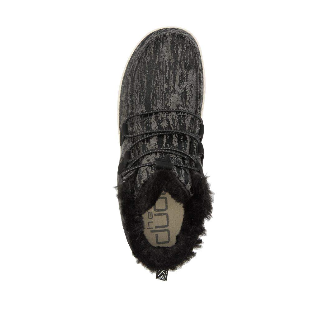 Hey Dude Women's Lea Fur Black Size 9 | Women’s Shoes | Women’s Lace Up Boots | Comfortable & Light-Weight