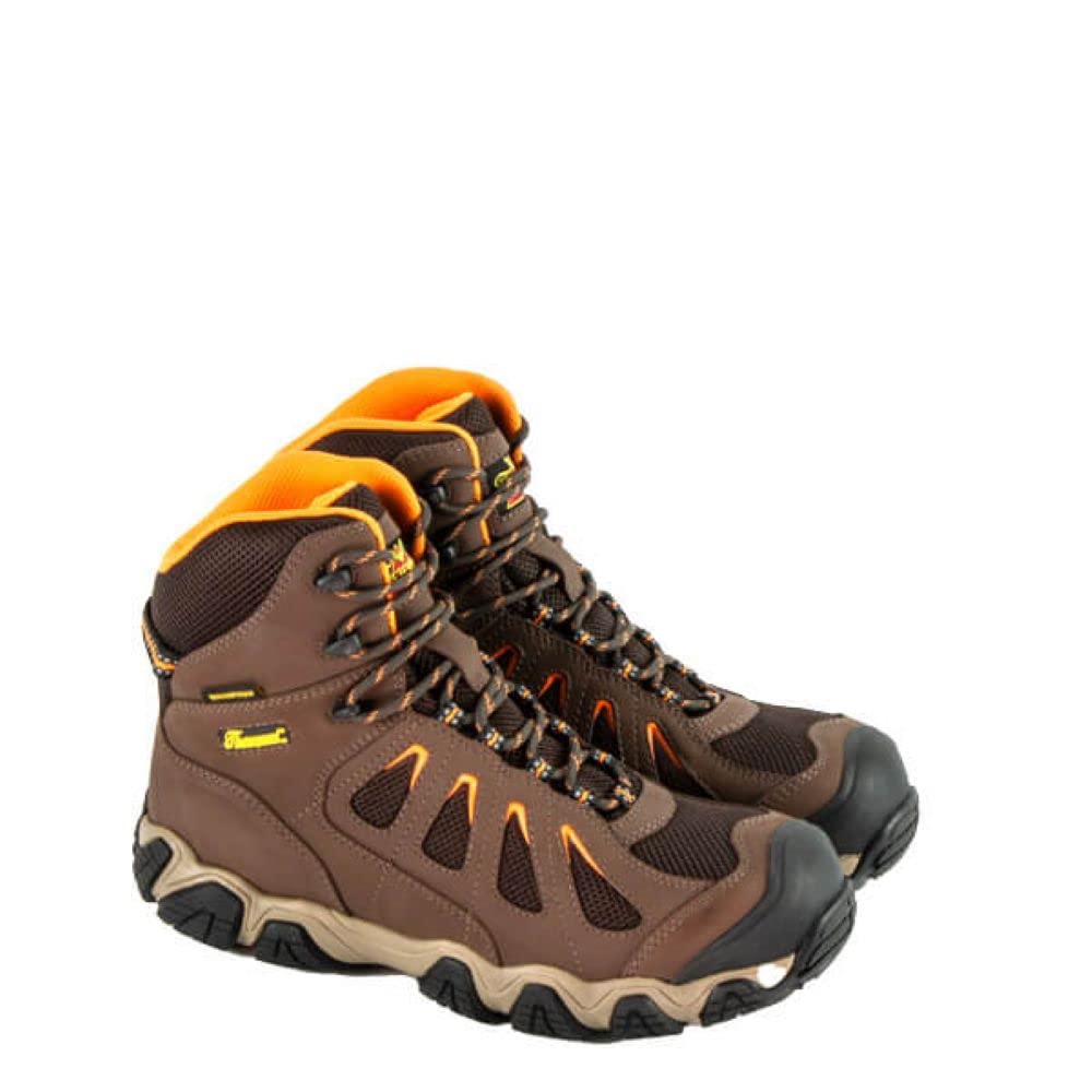 Thorogood Crosstrex 6” Waterproof Safety Toe Hiking Boots for Men - Breathable Premium Leather and Mesh with Comfort Insole and Athletic Traction Outsole; ASTM Rated, Brown/Orange - 8 M US