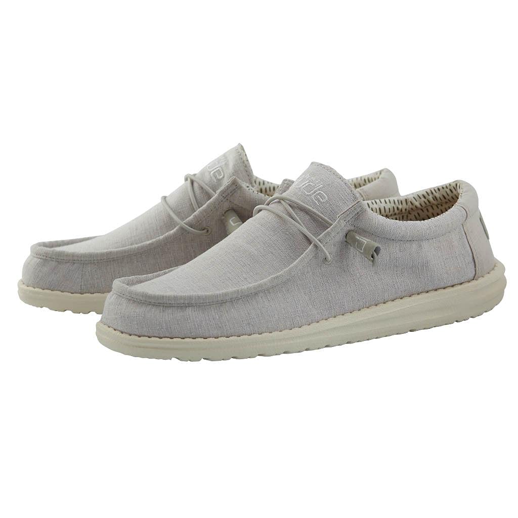 Hey Dude Men’s Wally Chambray Grey Size 11 | Men’s Shoes | Men's Lace Up Loafers | Comfortable & Light-Weight