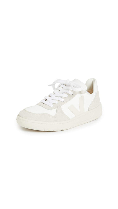 Veja Women's V-10 Sneakers, White/Natural/Pierre, 4 Medium US