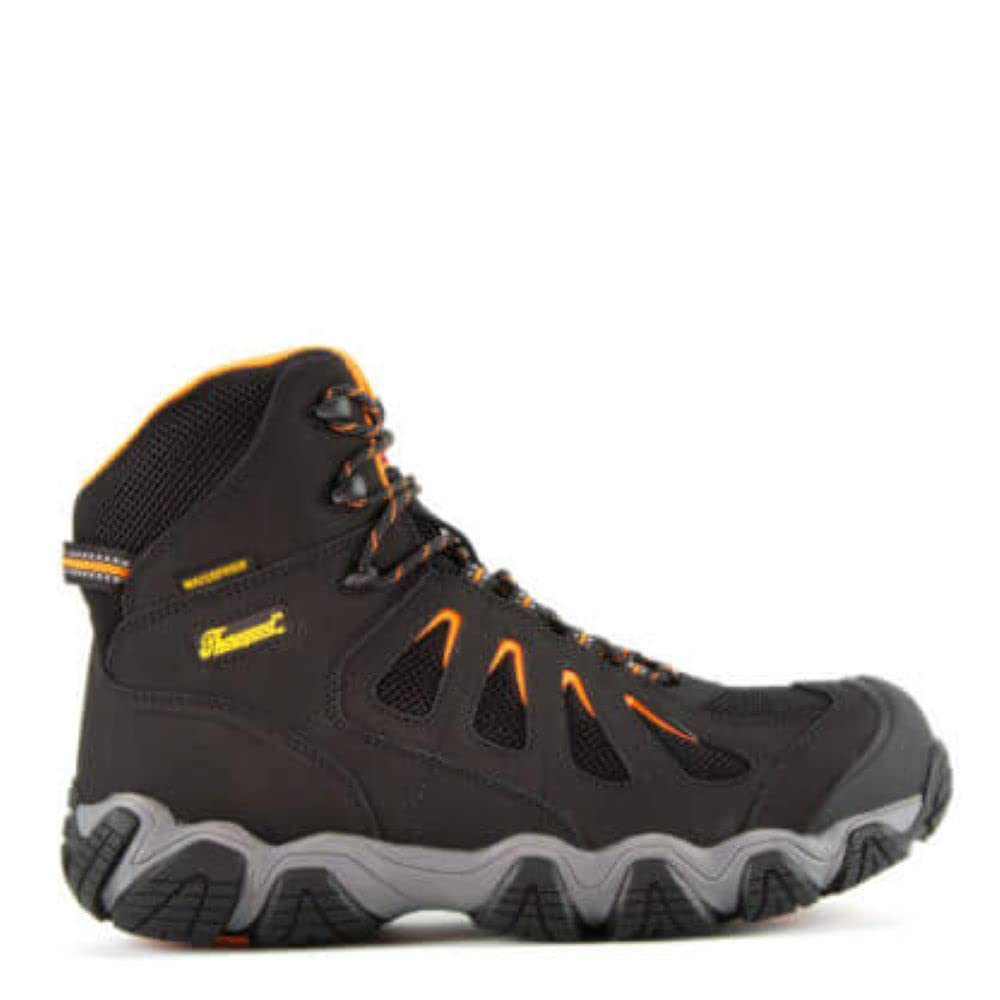 Thorogood Crosstrex 6 Waterproof Toe Hiking Boots for Men - Breathable Premium Leather and Mesh with Comfort Insole and Athletic Traction Outsole; ASTM Rated, Black/Orange - 12 M US