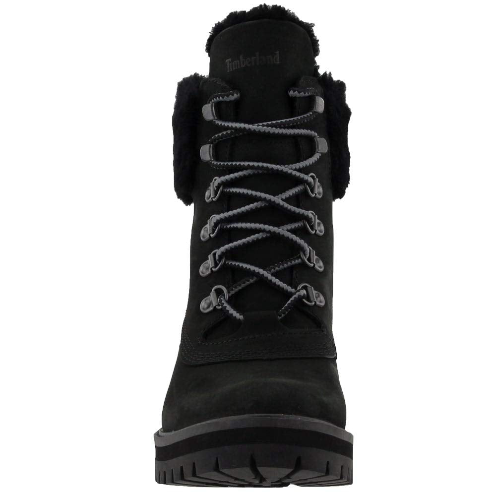 Timberland Women's Courmayeur Valley Waterproof 6in with Shearling Fashion Boot Black Nubuck 7.5 M US