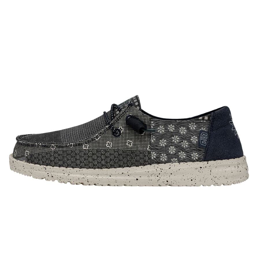 HEYDUDE Women's Wendy Chambray Geo Coneflower Size 7 | Women’s Shoes | Women’s Lace Up Loafers | Comfortable & Light-Weight