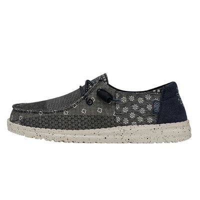 HEYDUDE Women's Wendy Chambray Geo Coneflower Size 7 | Women’s Shoes | Women’s Lace Up Loafers | Comfortable & Light-Weight