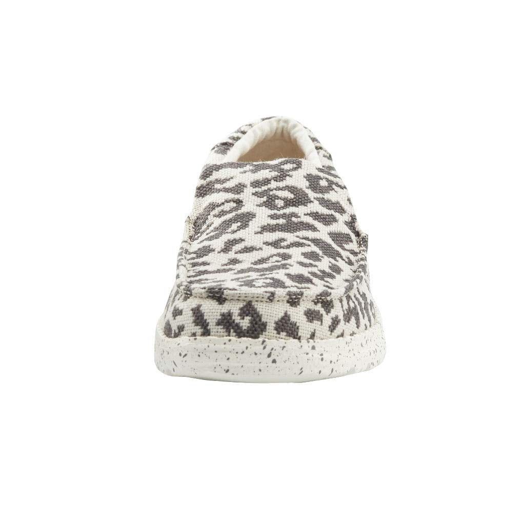 Hey Dude Women's Misty Woven Cheetah Grey Size 7 | Women’s Loafers | Women’s Slip On Shoes | Comfortable & Light-Weight