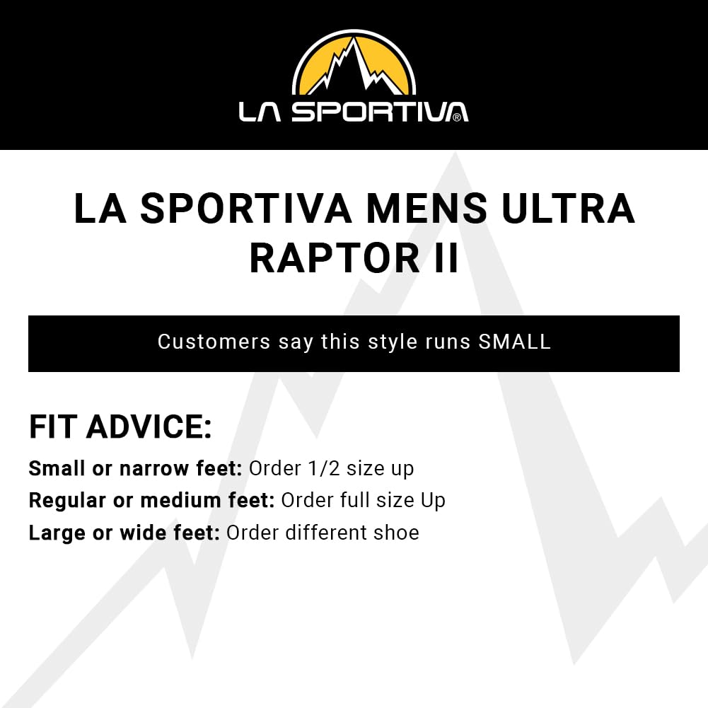 La Sportiva Mens Ultra Raptor II Hiking/Trail Running Shoes, Carbon/Hawaiian Sun, 15.5