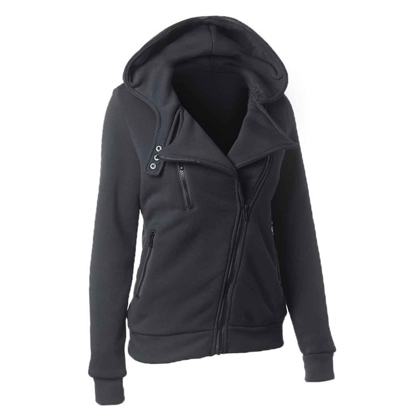 BANAAO Women's Thermal Long Hoodie Zip Up Jacket - Casual Solid Hooded Warm Winter Long Hoodie Coat Pullover Jackets