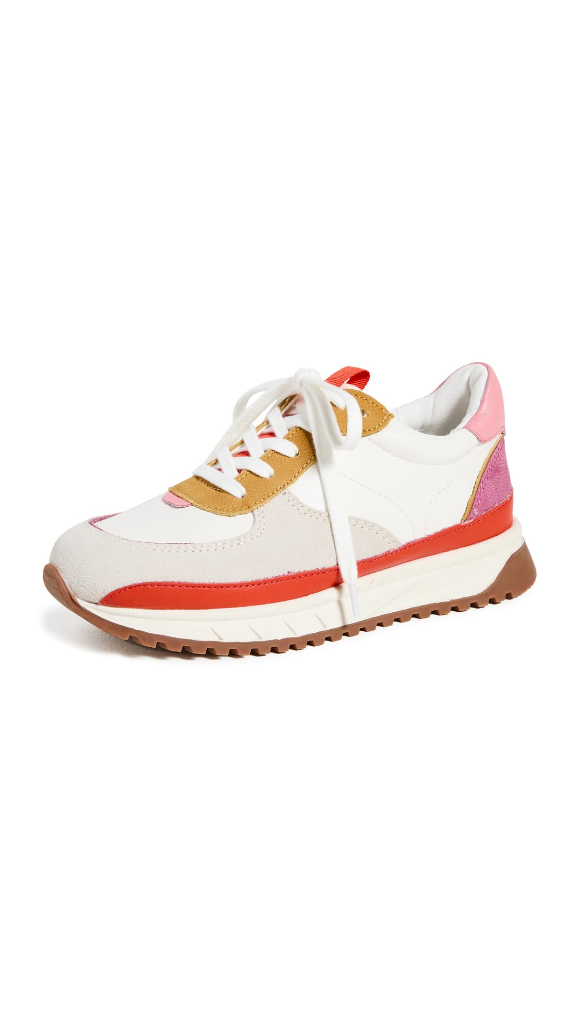 Madewell Women's Kickoff Trainer Sneakers in Bright Colorblock Leather, Primrose Multi, 9 Medium US