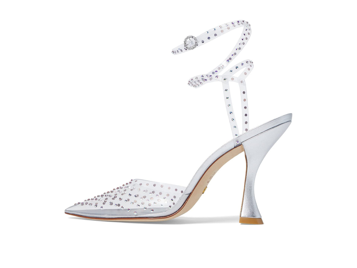 Stuart Weitzman Glam Xcurve 110 Wrap Pump Clear/Silver/Clear Aurora 5 B