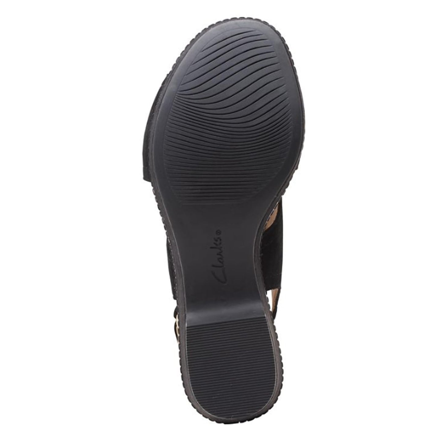 Clarks Women's Giselle CoveWedge Sandal, Black Suede, 6 UK
