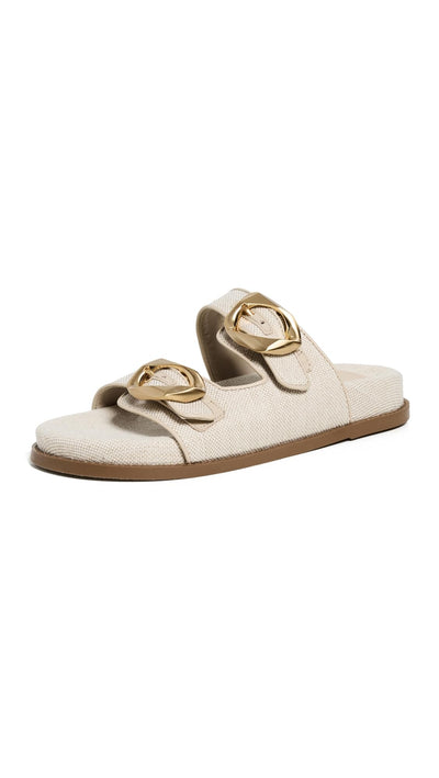 SCHUTZ Women's Olga Sporty Slides, Oyster, 7.5 Medium US